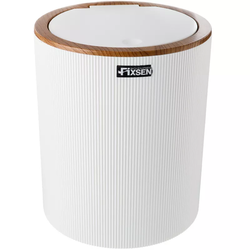 

Ведро для мусора нажимное Fixsen White Boom 5L белый, светлое дерево