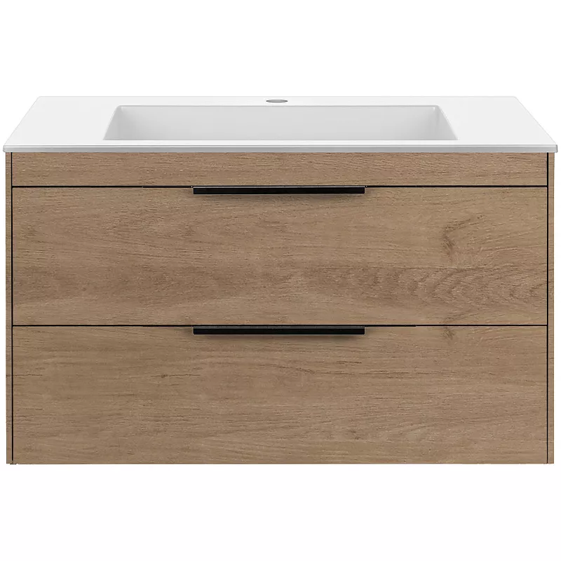 

Тумба под раковину Vincea Chiara 2D 80, подвесная, 2 ящика, натуральный дуб