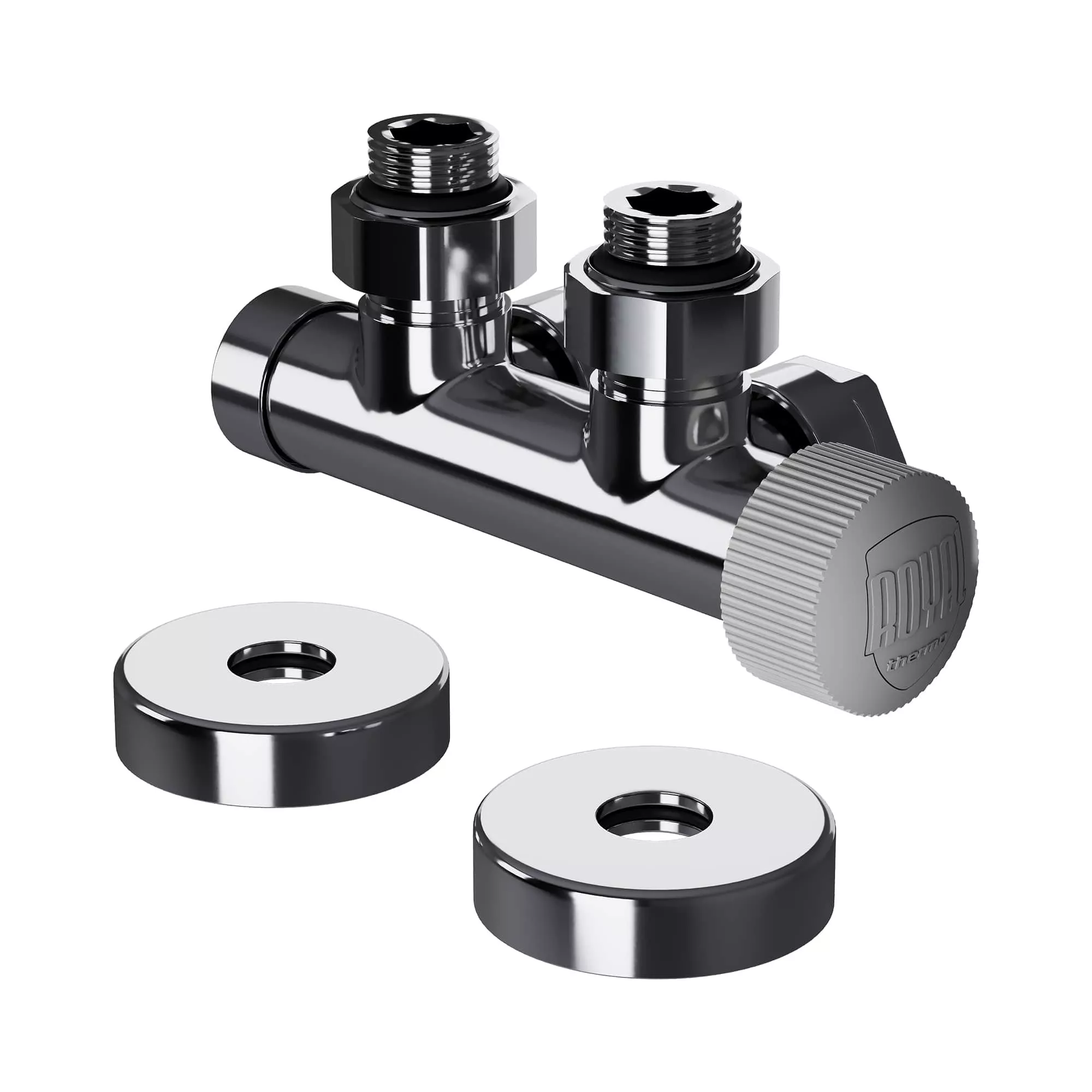 

Узел нижнего подключения термостатический угловой Royal Thermo Design Pro 15мм М30х1,5 (Хром)