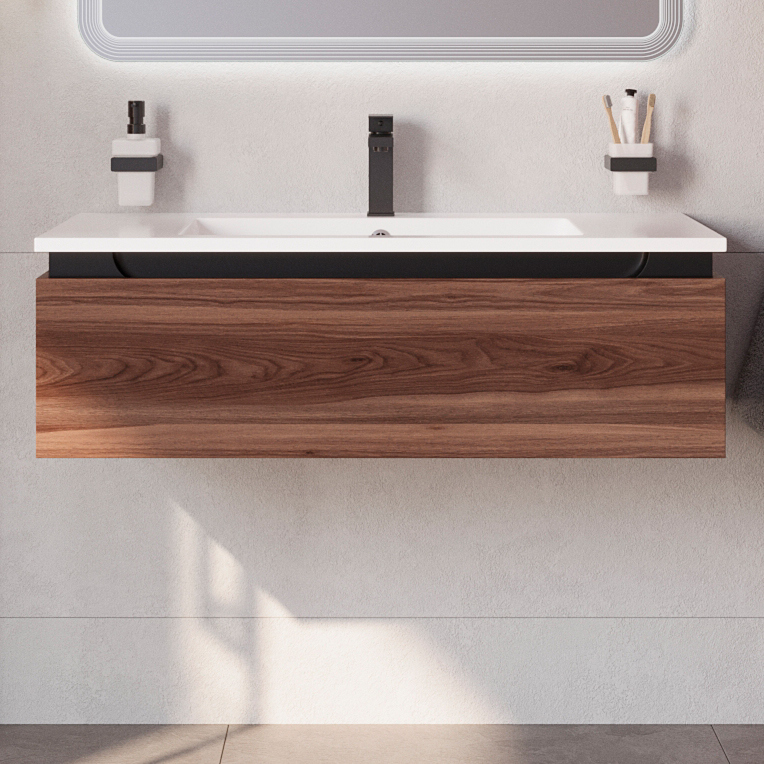 

Тумба под раковину без столешницы Cezares Slider 100 подвесная, 1 ящик, дымчатый орех