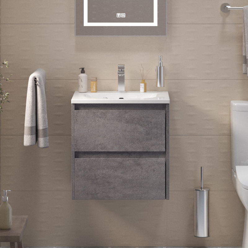 

Тумба с раковиной BelBagno Kraft 39 50 cemento grigio, раковина BB-8099-3-50