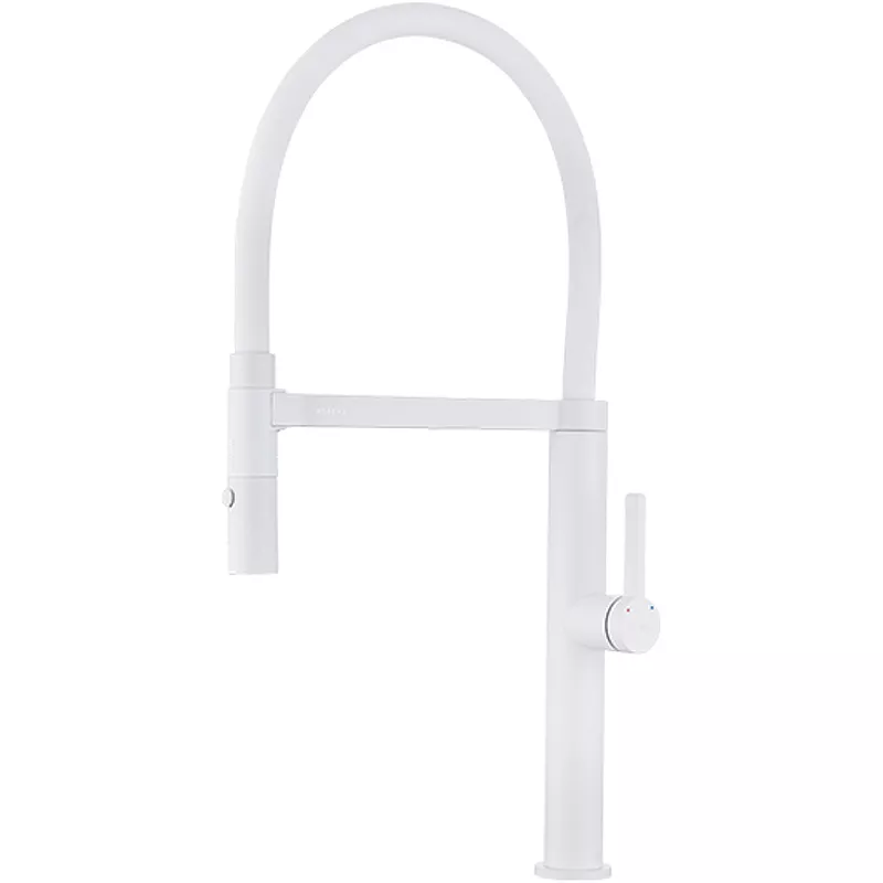 

Смеситель для кухни Paulmark Leader Le214101-431, с гибким изливом, матовый белый