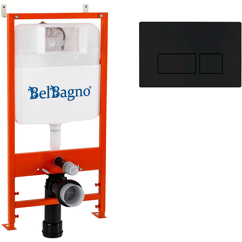 Система инсталляции для унитазов BelBagno с кнопкой смыва черный матовый