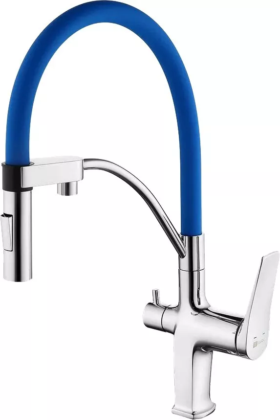 

Смеситель для кухни Lemark Comfort LM3074C-Blue с подключением к фильтру и гибким изливом хром, синий