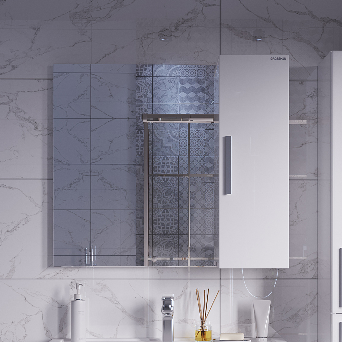 Зеркало-шкаф Grossman Нео 80 LR пленка глянцевое белое 6200₽