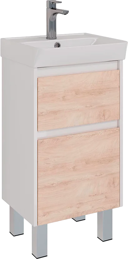 

Тумба с раковиной Lemark Combi 45 светлое дерево, дуб кантри, белый глянцевый