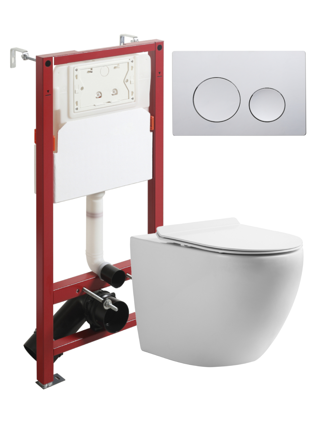 

Комплект Orange CI07-100W+APB100 Унитаз подвесной безободковый, с микролифтом + Система инсталляции + Кнопка смыва хром