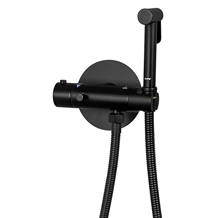 Купить Термостатический смеситель с гигиеническим душем Gappo G7290-6, гигиенический душ, черный, латунь