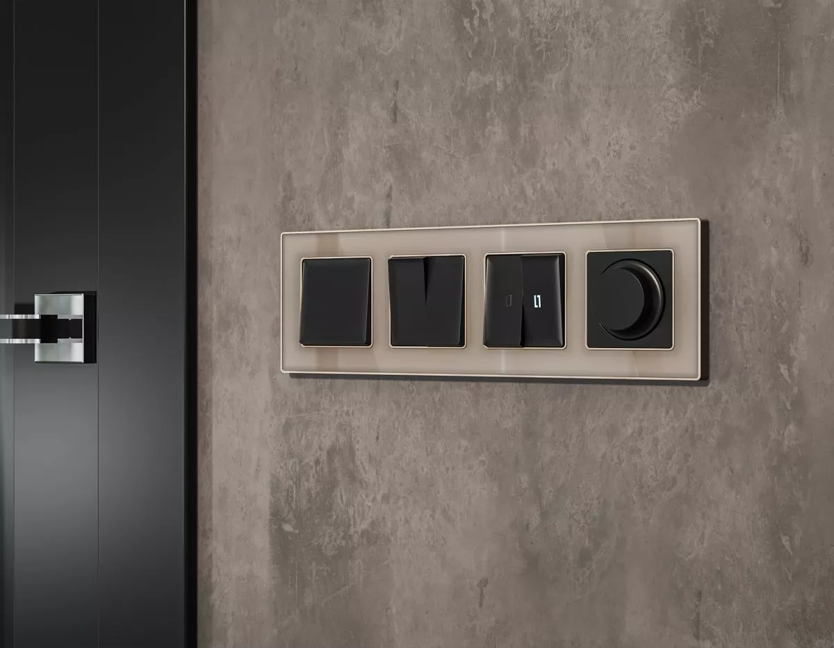 

Комплект механизма 2-клавишного перекрестного выключателя 10A-250V Alfa Черный матовый Quant Ambrella Volt MA803030 (AP8030, VM125)