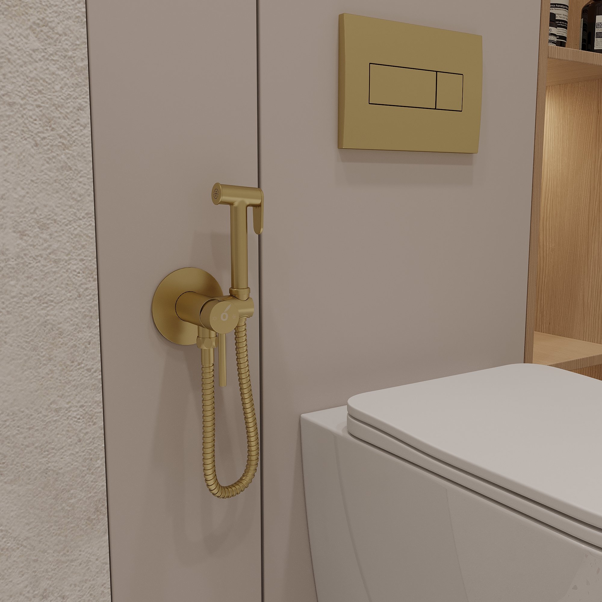 

Гигиенический душ Oliveeka Y OL-829902-BG С ВНУТРЕННЕЙ ЧАСТЬЮ, золотой матовый