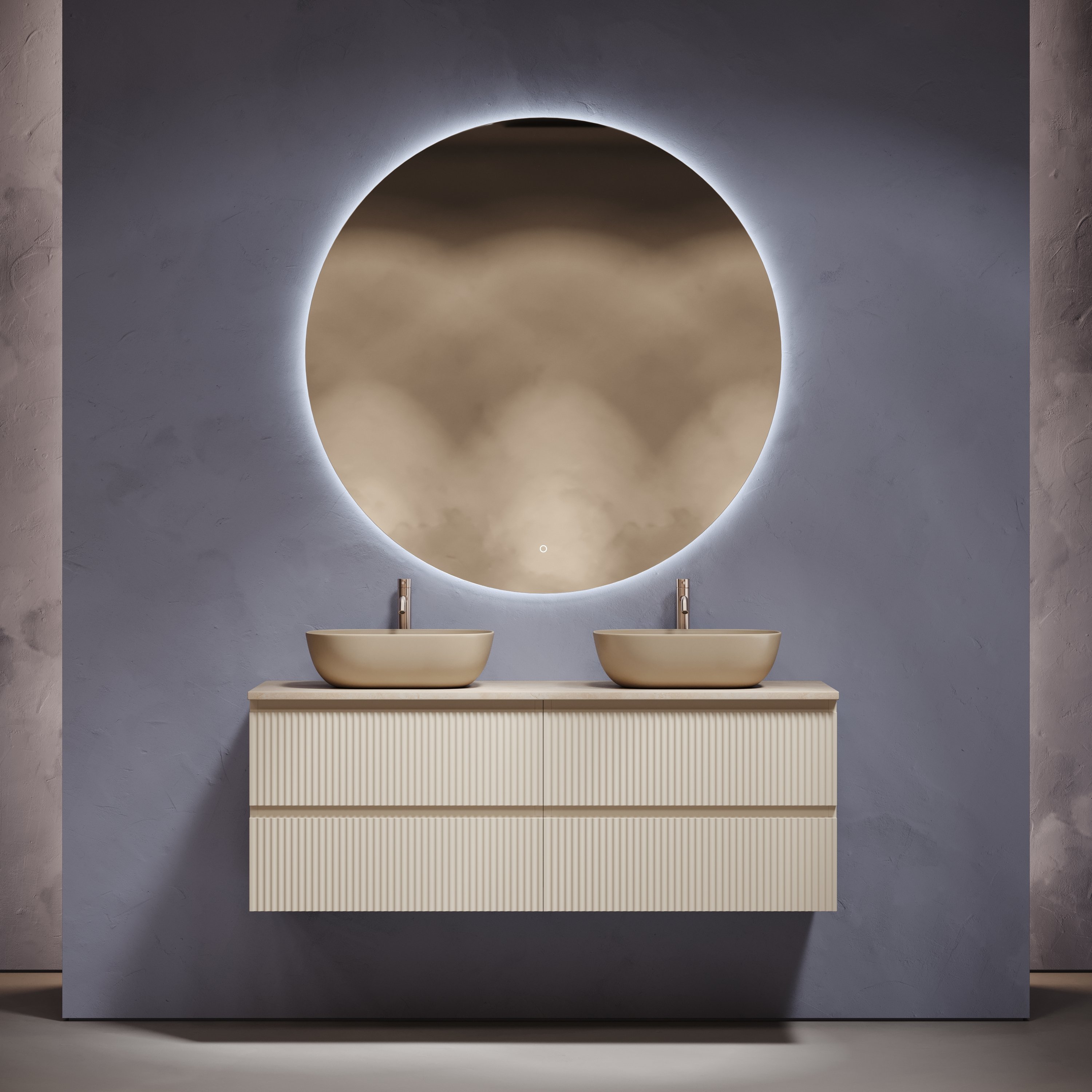 

Мебель для ванной комнаты Sancos Snob R 140 beige soft, столешница бежевая TT140A2X, раковина CN6009MC