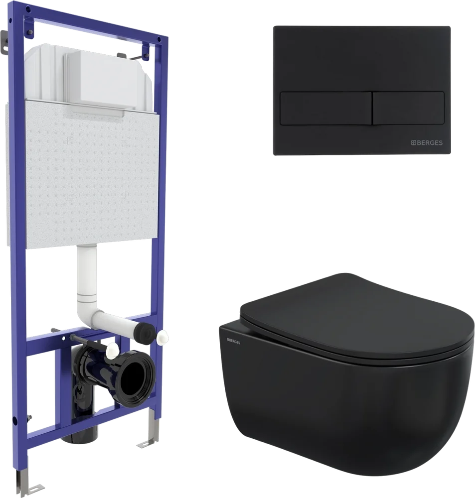 

Комплект унитаза Berges Ventas Black с инсталляцией Novum 525 черный матовый, с сиденьем микролифт и клавишей смыва L5 soft touch черный матовый