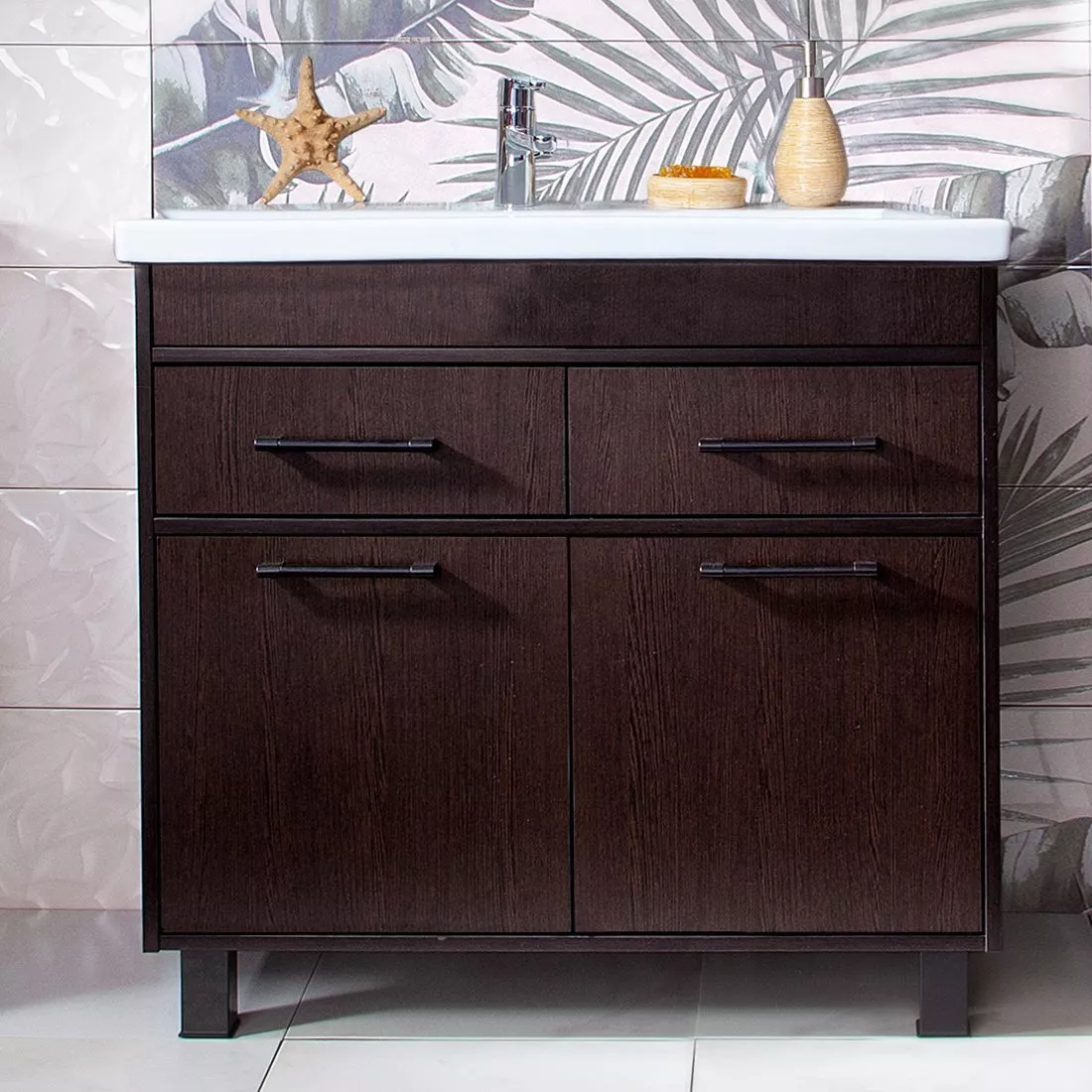 

Тумба под раковину Бриклаер Чили 90 темное дерево, венге