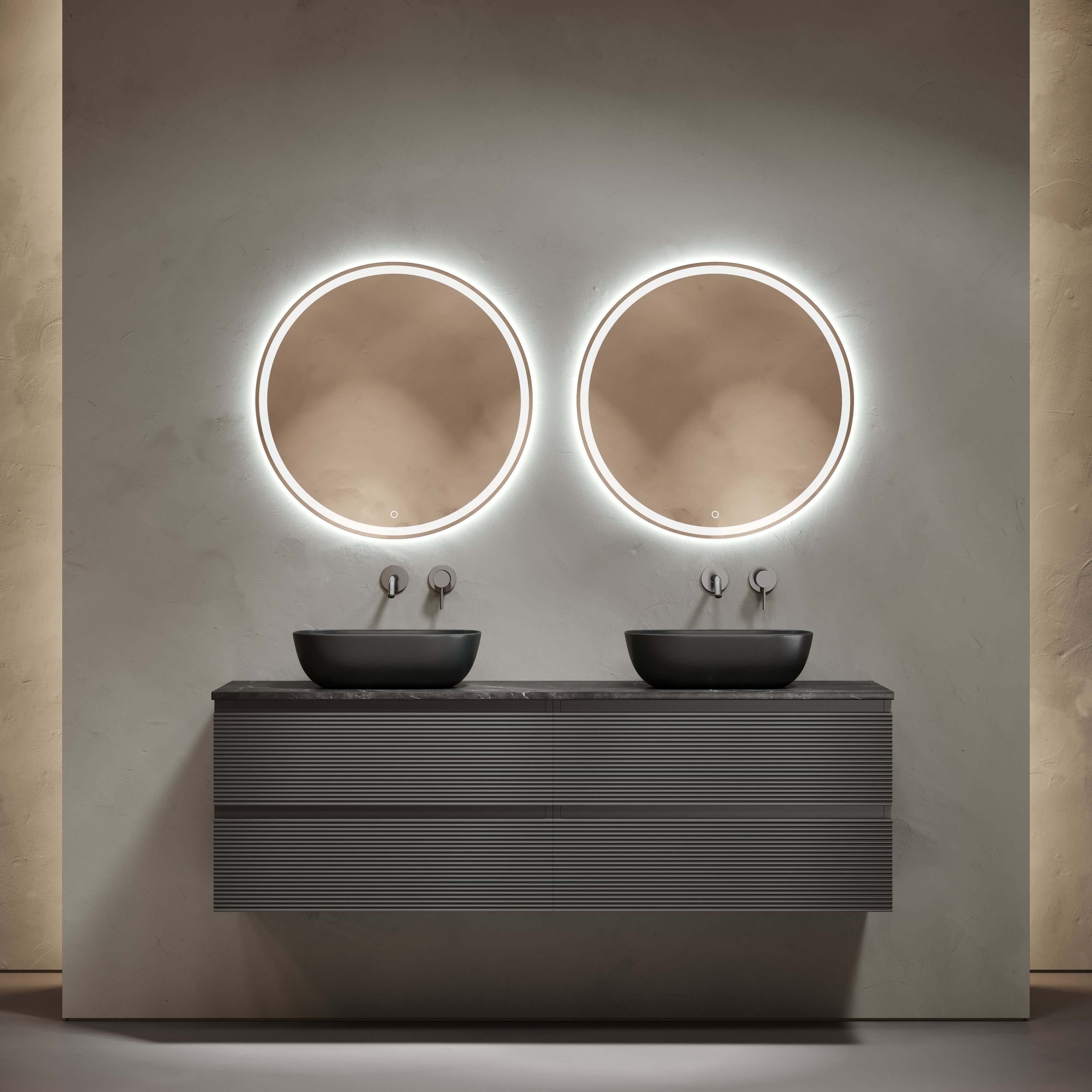 

Мебель для ванной комнаты Sancos Folk 160 grey soft, столешница черный мрамор TT160A1, раковина CN6009MB