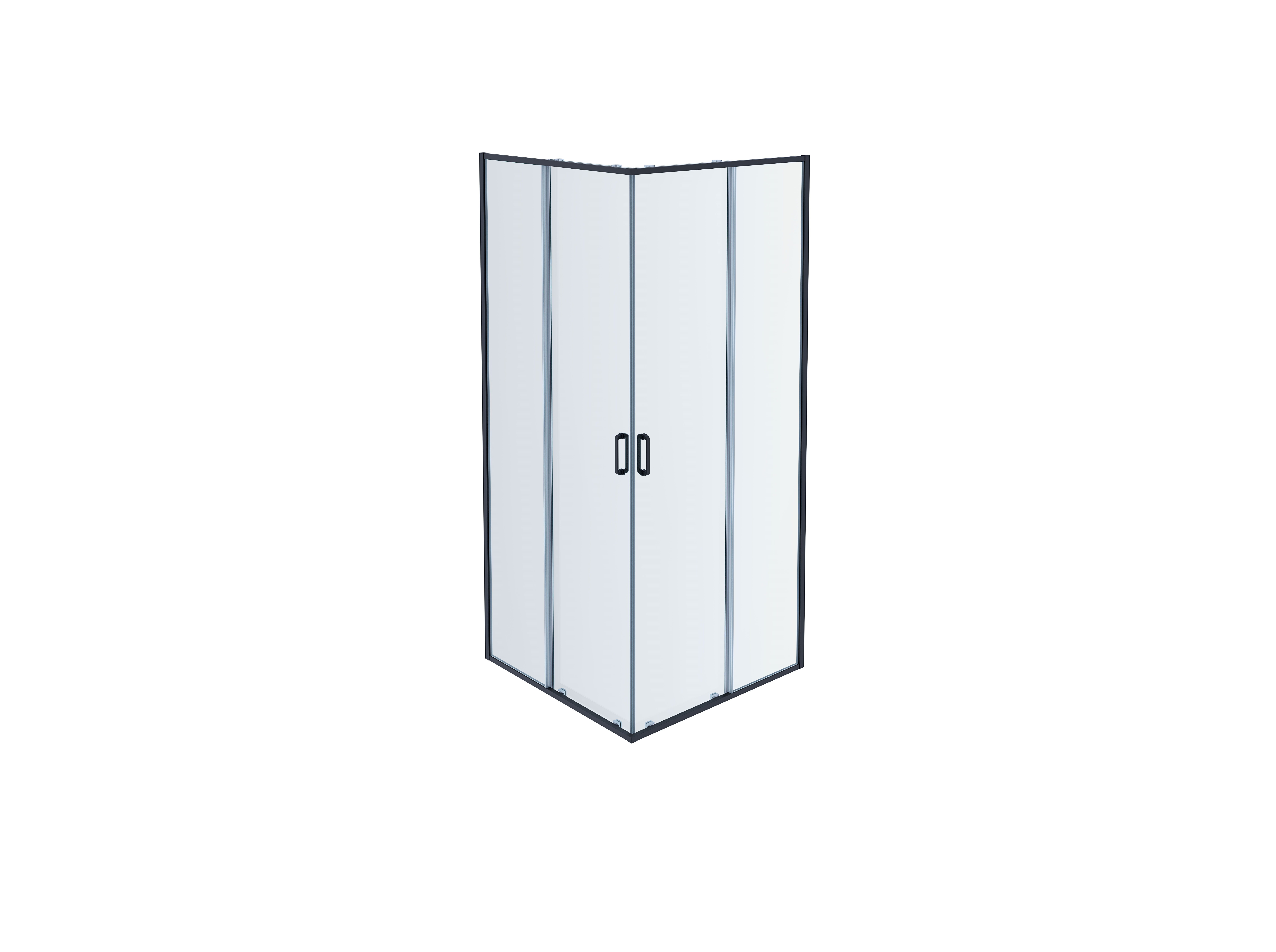 AQ ARI KV 09020BL Душевой уголок квадратный, двери раздвижные 900x900x2000 профиль черный, стекло прозрачное - фото 1