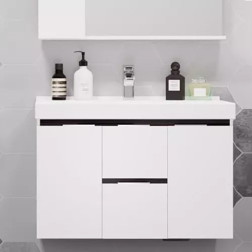 

Тумба для комплекта AQUATON Рене 80 подвесная, белая, грецкий орех