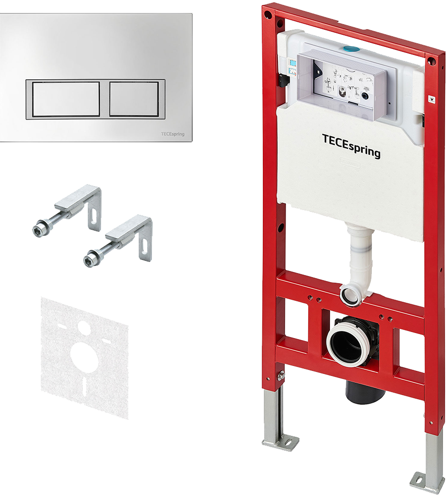 

Система инсталляции для унитазов TECE TECEspring S955201 4 в 1 с кнопкой смыва глянцевый хром