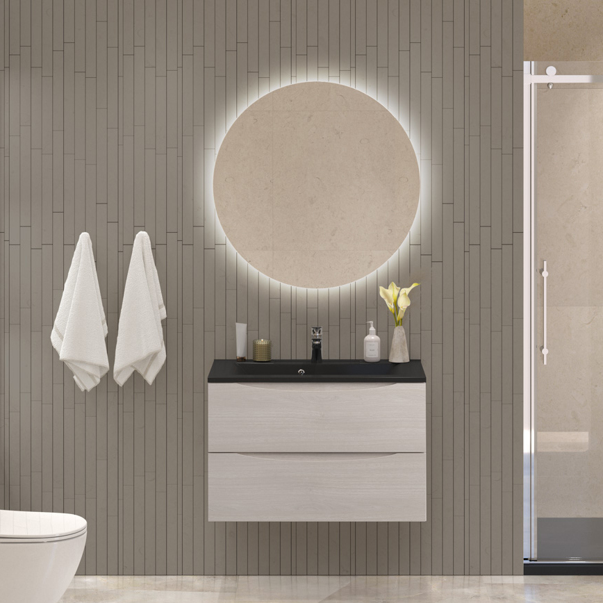 

Мебель для ванной комнаты BelBagno Marino 80 подвесная, rovere grigio, черная раовина