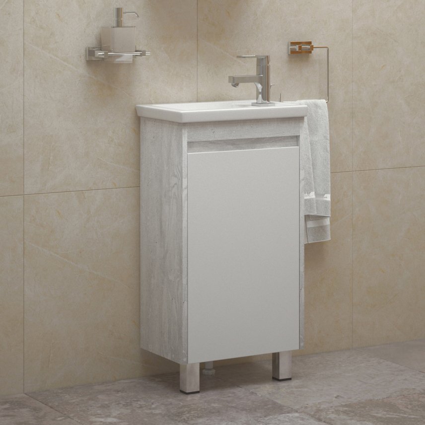 

Тумба с раковиной Corozo Остин 45 напольная, пайн белый