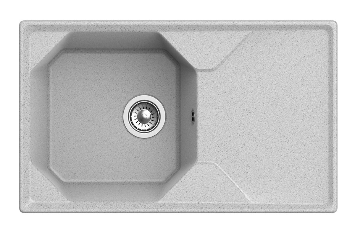 GRANFEST Мойка мрамор UNIQUE, GF-U-840L, чаш+кр 840*500, серый
