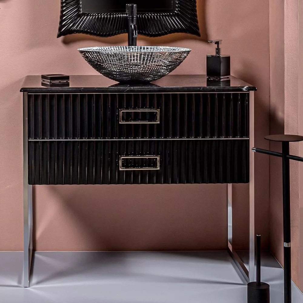 Тумба под раковину чашу Boheme Armadi Art Monaco 100 черный глянец - хром