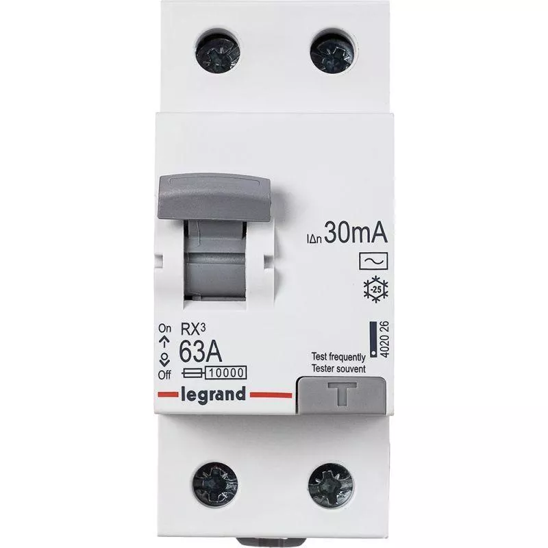 

Выключатель дифференциального тока Legrand RX3 2П 63А 30мА AC 402026