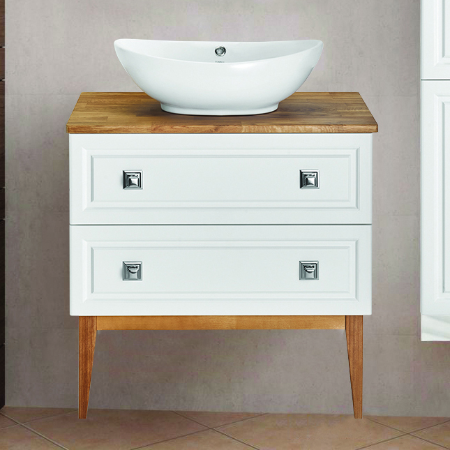 

Тумба под раковину со столешницей ASB-Woodline Каталина 80 белая