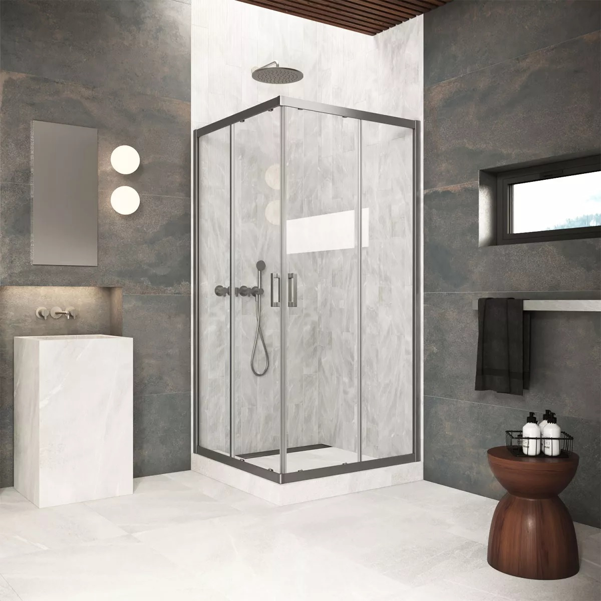 

Душевой уголок Vegas Glass ZA Protec 120 11 01 профиль оружейная сталь, стекло прозрачное