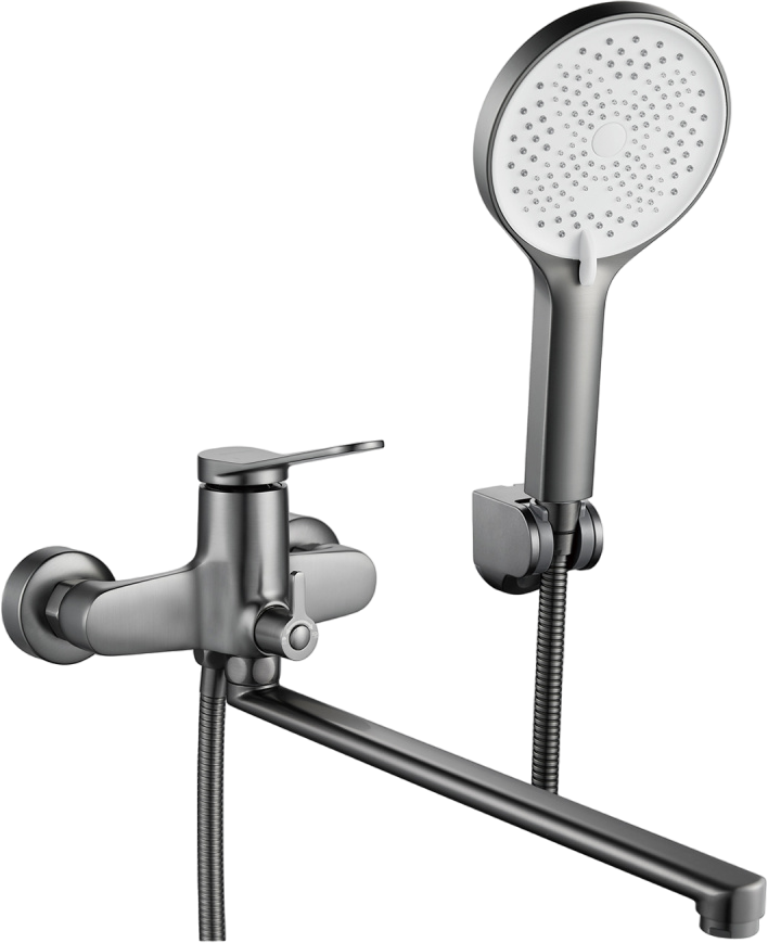 

Смеситель с длинным изливом для ванны Shevanik S6222T оружейная сталь