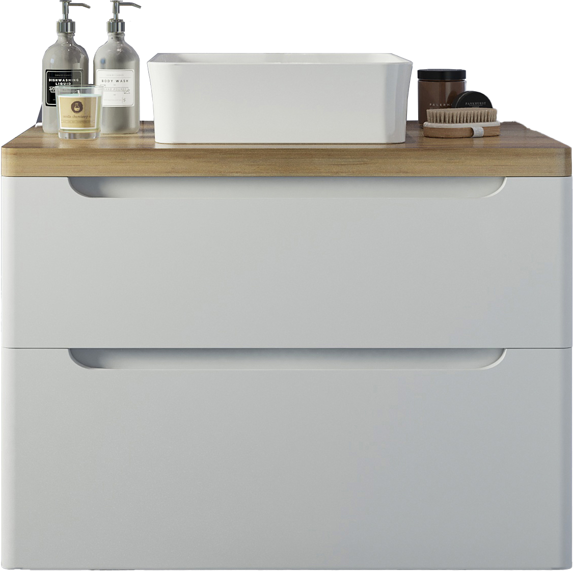 

Тумба под раковину со столешницей STWORKI Берген 80 белая, столешница светлая