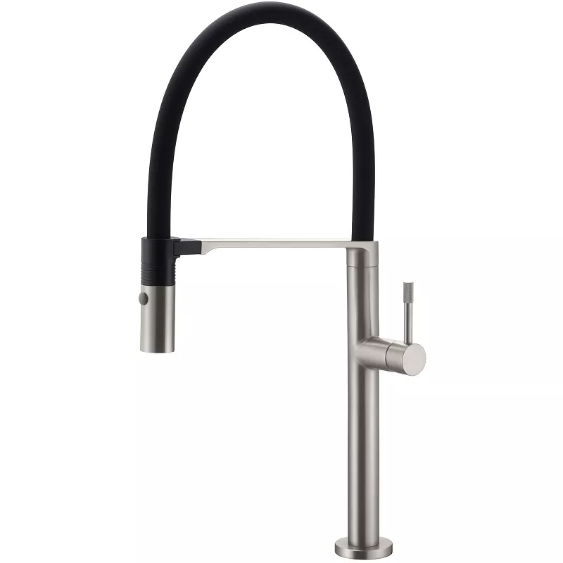 

Смеситель для кухни Boheme Uno с гибким изливом, сталь матовая