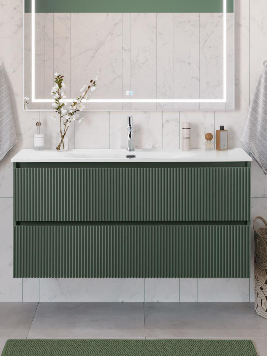 

Тумба с раковиной BelBagno Uno 120 подвесная, 2 ящика, матовая еловая