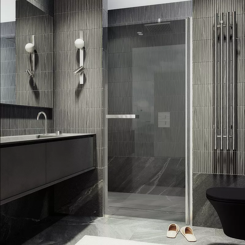 

Душевая дверь в нишу Maybahglass 80х198 MGD-456-5 профиль хром матовый, стекло графит