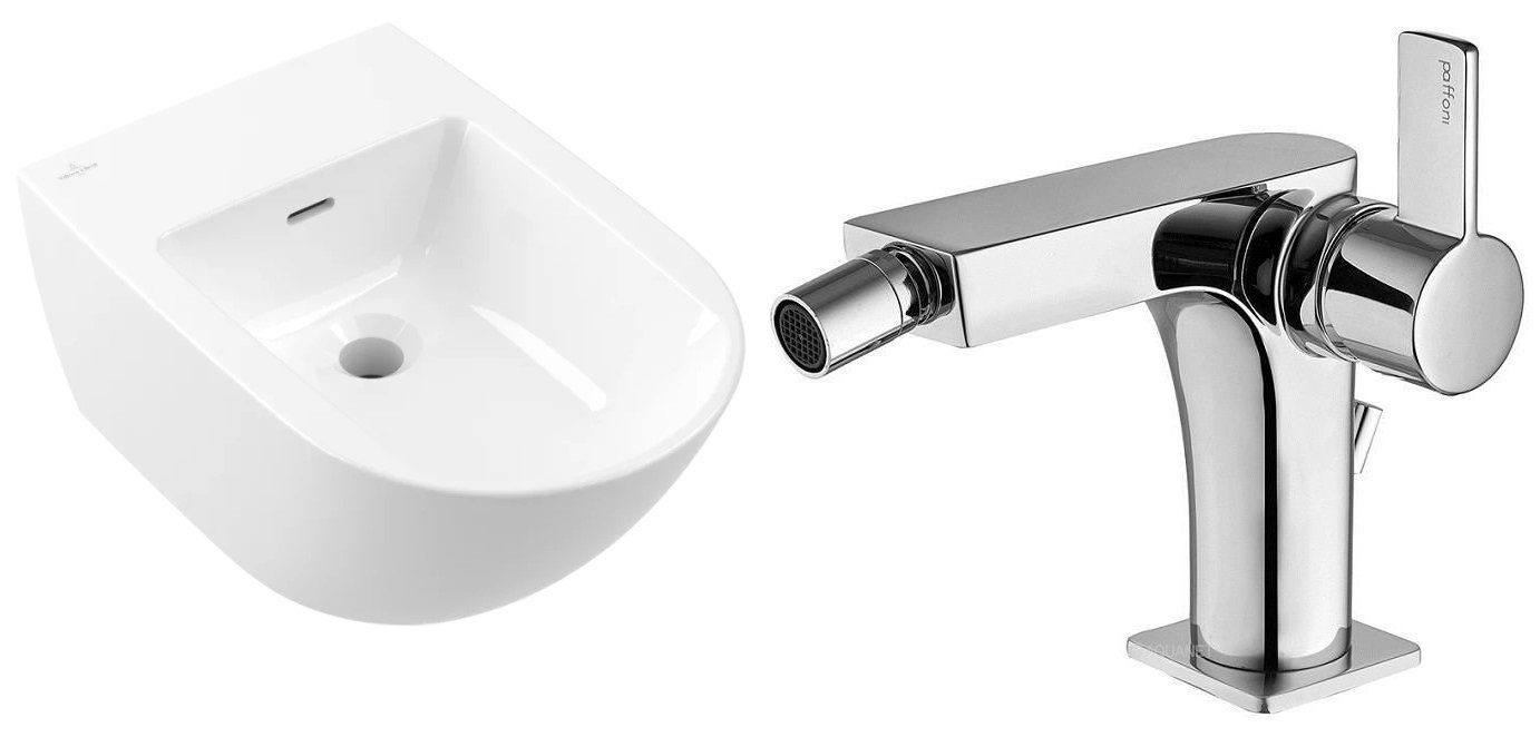 

Биде подвесное с смесителем Villeroy&Boch Subway 3.0 белое хром