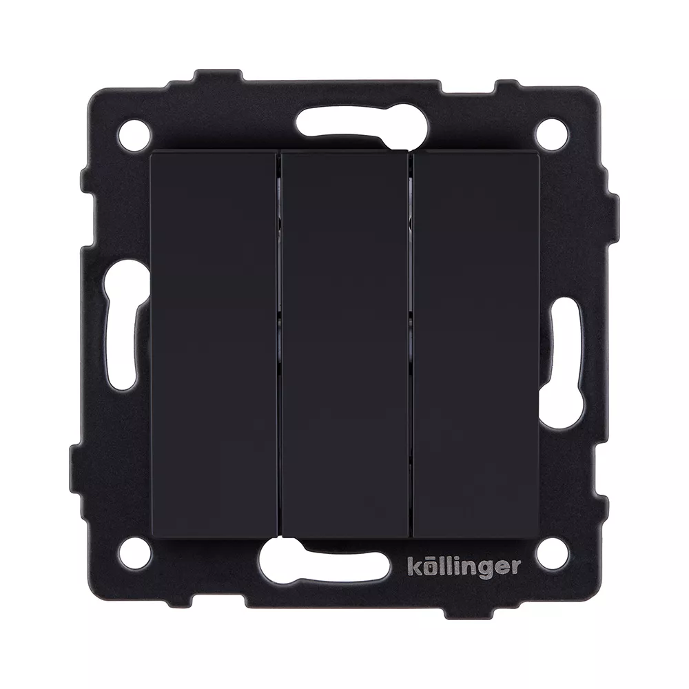 Выключатель 3-клавишный 10А/250В, черный матовый Kollinger REA-S-012BM для Aspekt, Eleganz, Reflex