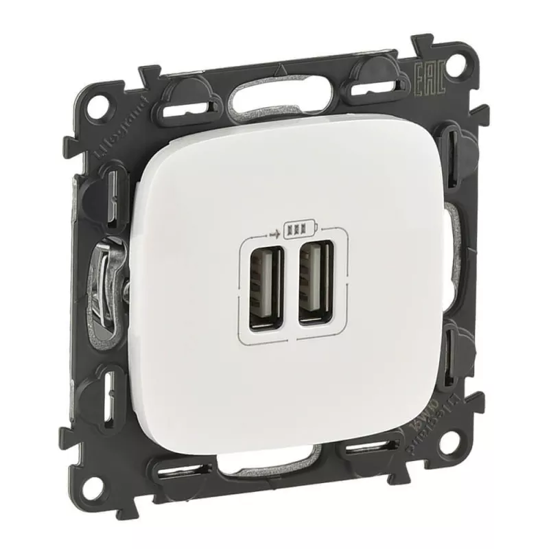

Розетка USB двойная Legrand Valena Allure 240V/5V 1500mA белая 754995