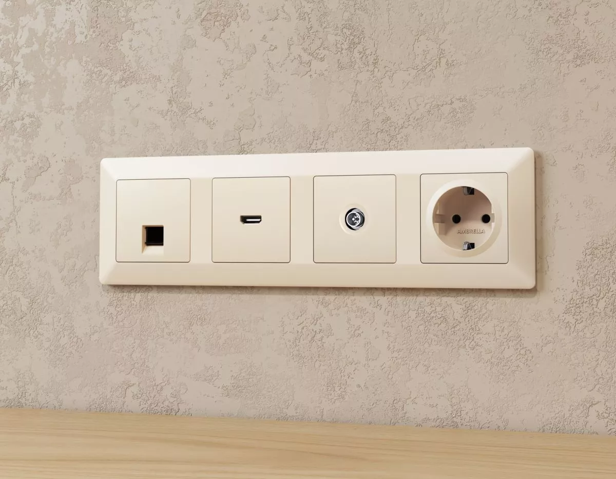 

Комплект механизма TV розетки оконечной экранированной 5-1000MHz 3dB Alfa Бежевый матовый Quant Ambrella Volt MA333005 (AP3330, VM199)