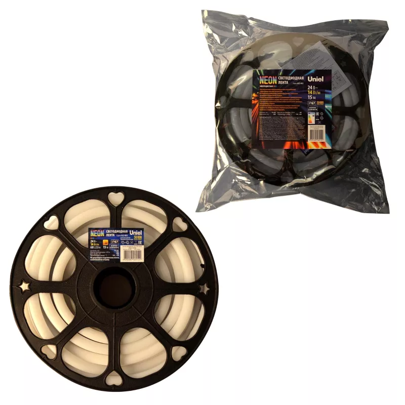 

Светодиодная лента Uniel ULS-N12-5050-60LED/m-13mm-IP67-DC24V-14W/m-15M-RGB катушка в герметичной упаковке