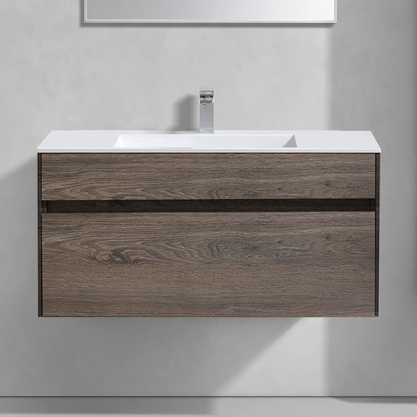 

Тумба с раковиной Vincea Chiara 100, темный дуб, с белой раковиной