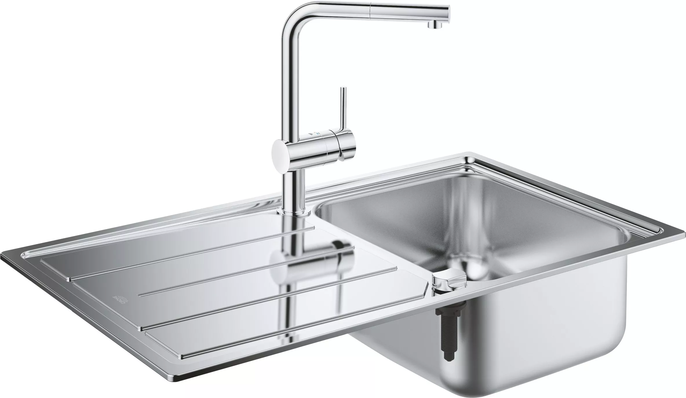 

Комплект Grohe Minta 31573SD0 Мойка кухонная K500 31571SD0 + Смеситель Mint 32168000 для кухонной мойки, Хром
