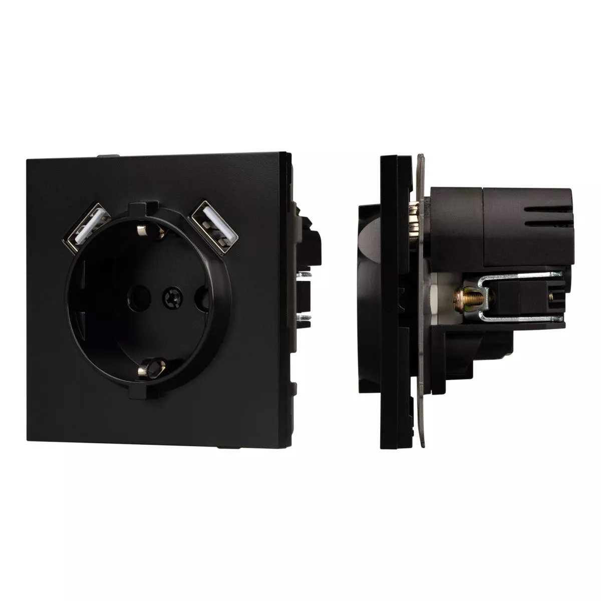 

Механизм розетки с USB зарядкой Arlight SCT-TENDO-MUAA-PL-BK (230V, 16A) 054083