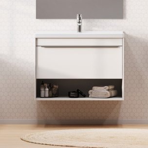 

Тумба под раковину AQUATON Хоуп 80 подвесная, 1 ящик, матовая белая