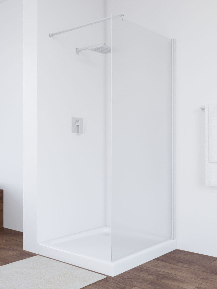 

Душевая перегородка Vegas Glass Eaf Novo h2000 86 01 10 профиль белый, стекло сатин