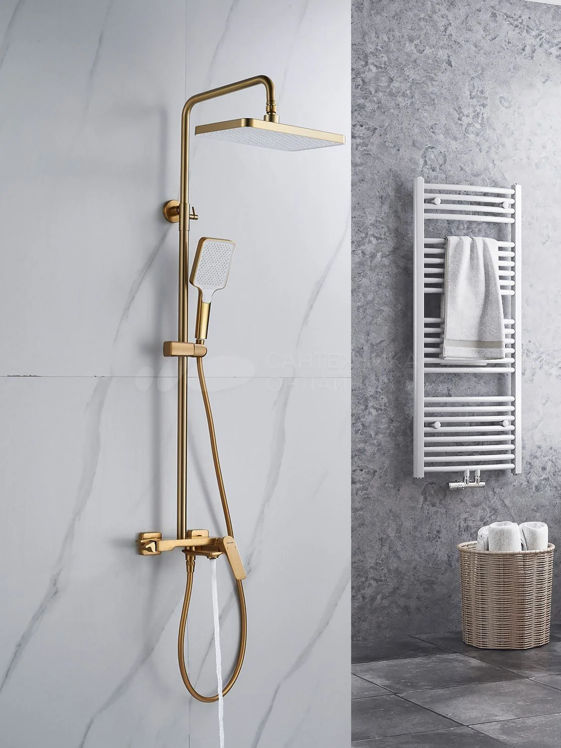 

Душевая система и смесителем Shevanik S4226G, золотой сатин