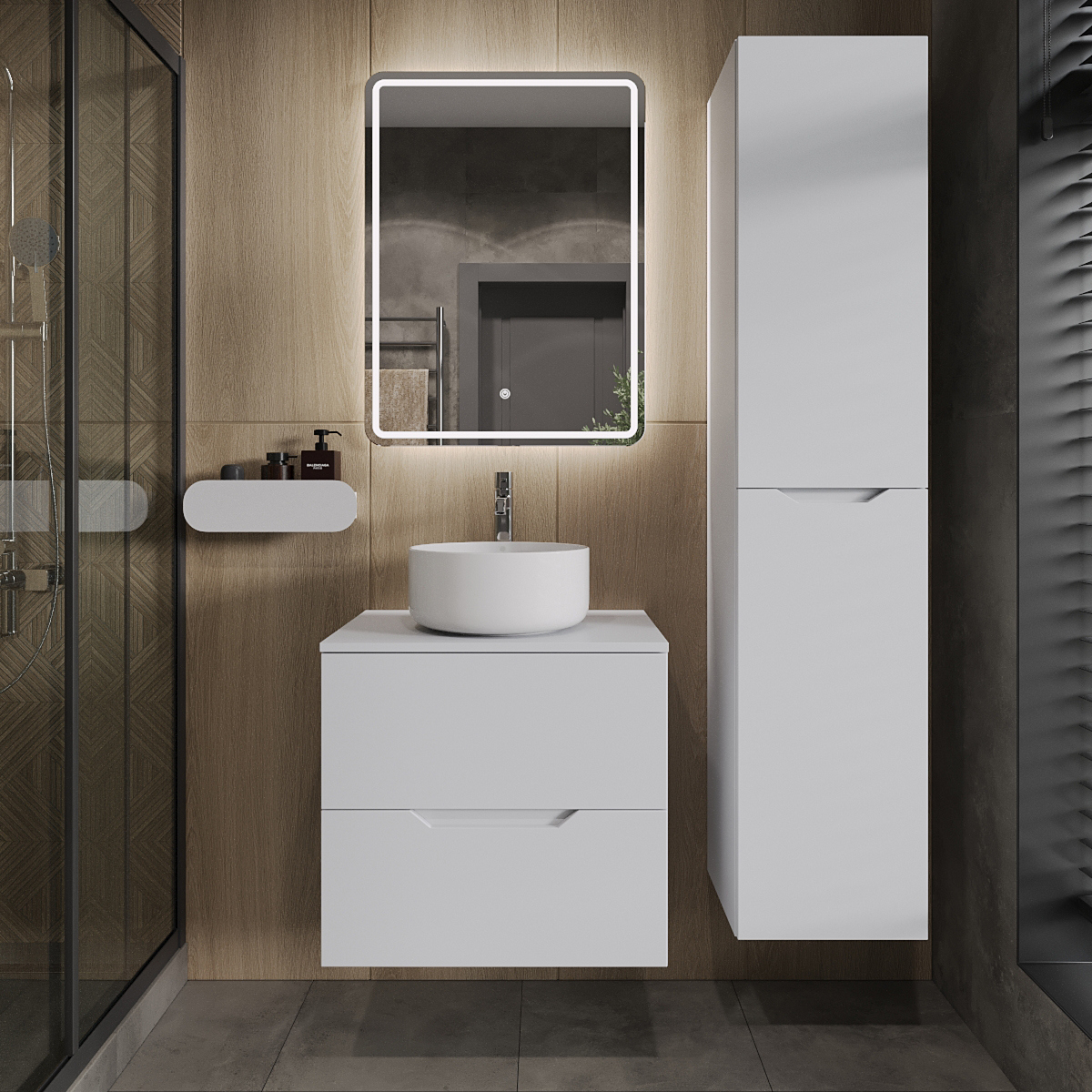 Мебель для ванной комнаты Orange Line 60 подвесная 2 ящика матовая белая с раковиной B07-345W 45590₽