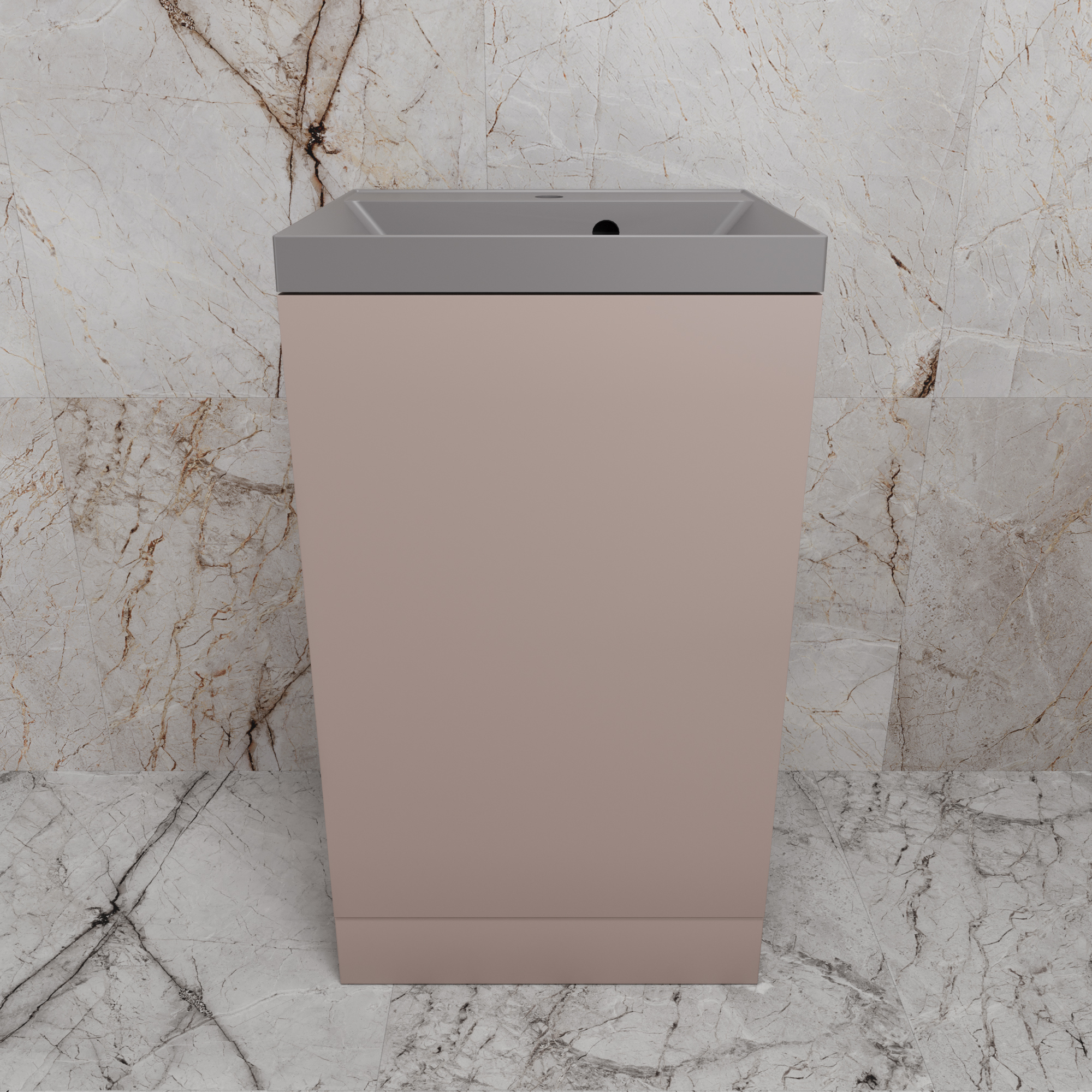 

Тумба с раковиной Style Line Моно 50 напольная, санд пудровый, раковина Asti 50 серый шелк