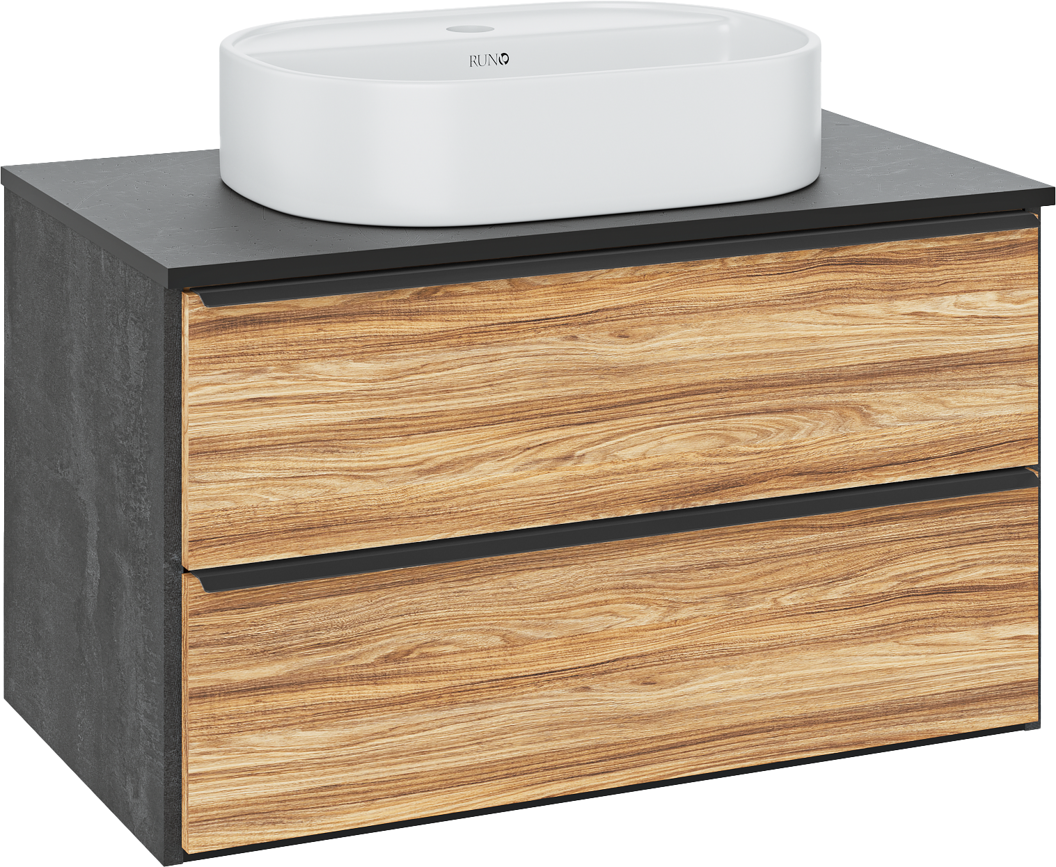 

Тумба с раковиной Runo Мальта 85 подвесная, дуб, черная, раковина Nuovo 50