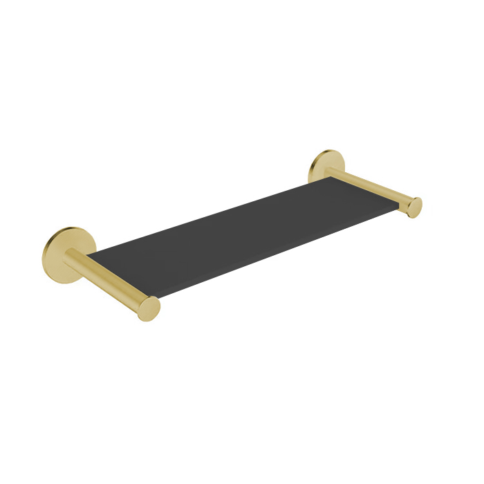 

ALMAR (Showers Accessories) Полочка для душа L 300 мм, держатели из латуни, полка из BETACRYL, цвет Brushed PVD High Brass HB/Черный