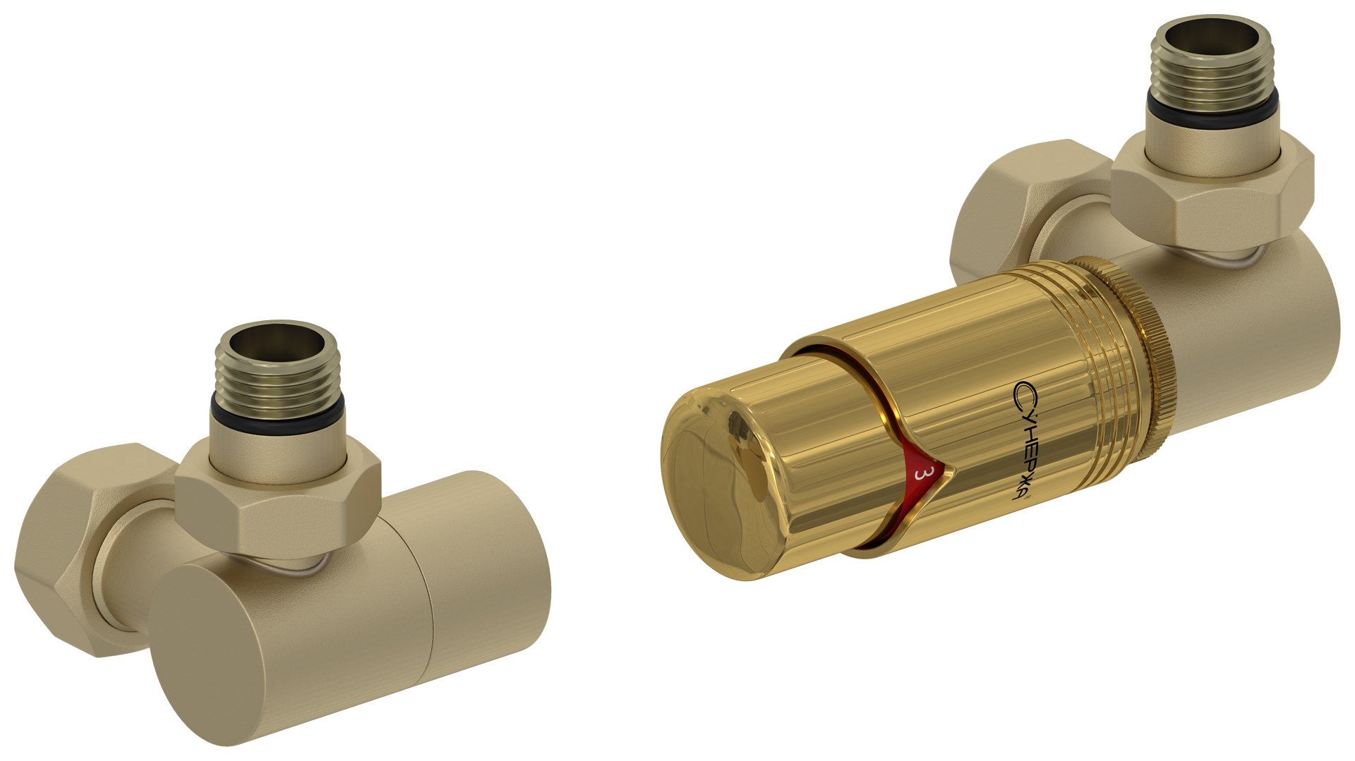

Автоматический терморегулятор 3D правый G 1/2" НР х G 3/4" НГ (набор) (Матовая шампань - Золото)