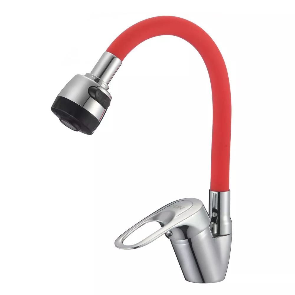 

Смеситель для кухни с гибким изливом D-Lin D150628-4T, хром/красный